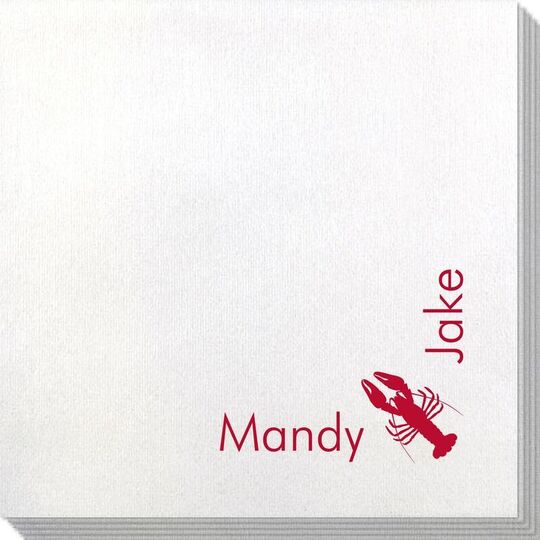 Corner Text with Maine Lobster Design Bamboo Luxe Napkins
